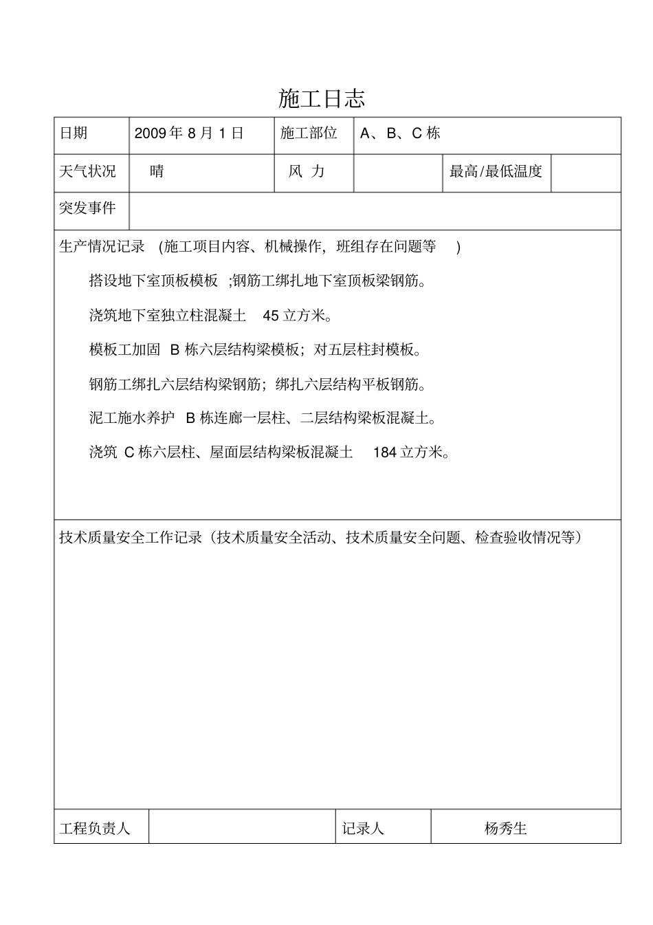 施工日志8月份_第1页