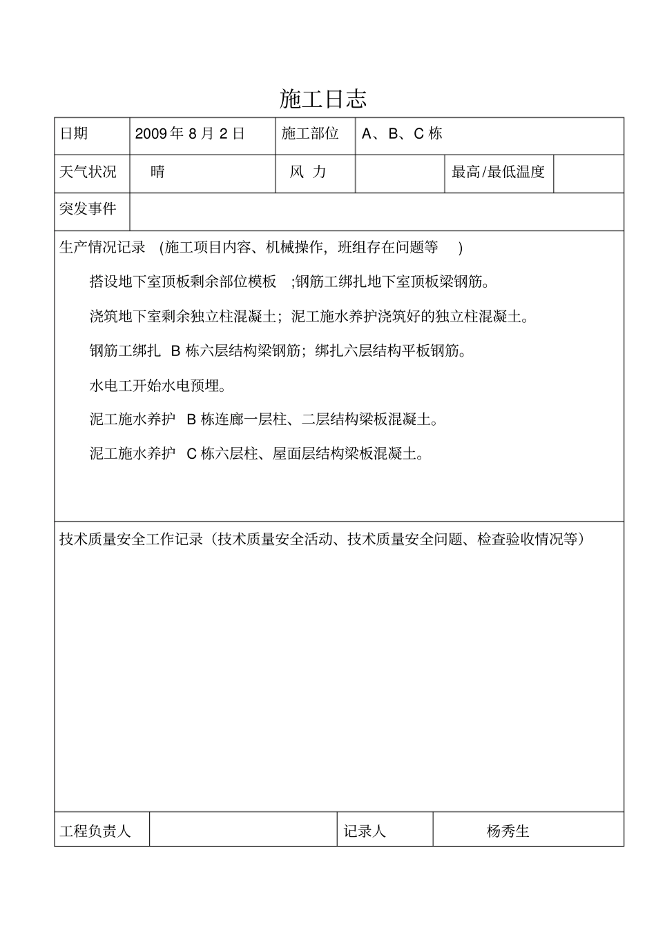 施工日志8月份_第2页