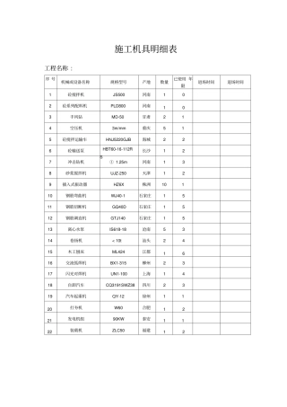 施工机具明细表
