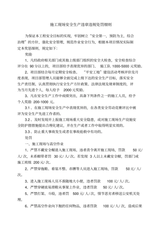 施工现场安全生产违章违规处罚细则修后