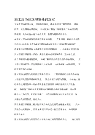 施工现场违规现象处罚规定