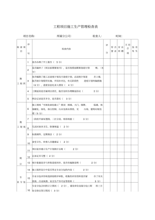 施工生产检查表