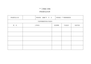 施工用招标开标记录表整套表最低价法