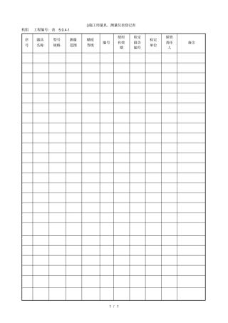 施工用量具、测量仪表登记表