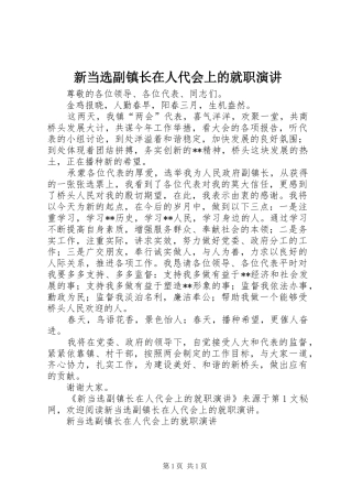新当选副镇长在人代会上的就职演讲稿 (2)