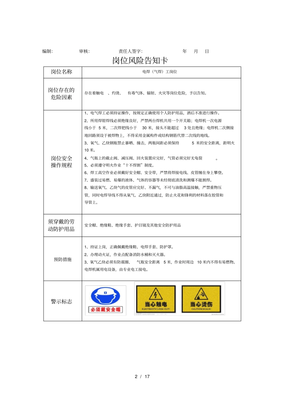 施工项目风险告知卡_第2页