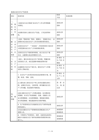 旅游企业安全生产检查表