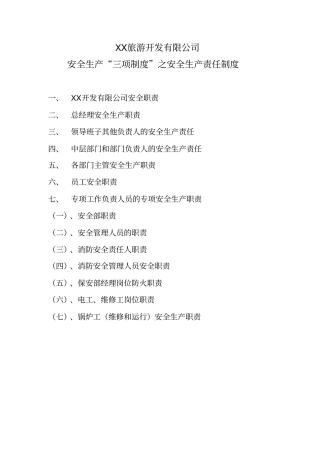 旅游开发有限公司安全生产责任制度