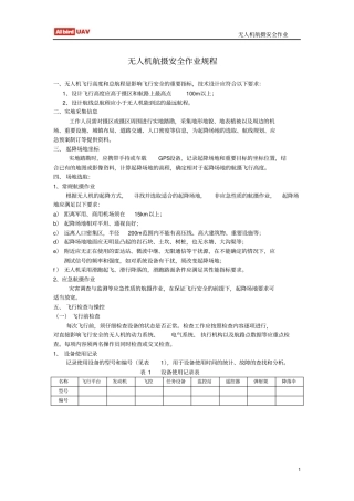 无人机航摄安全系统作业安全系统规程