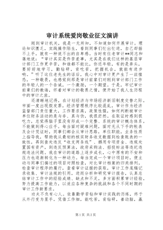 审计系统爱岗敬业征文演讲稿