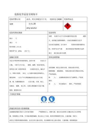 无水乙醇安全周知卡危化品