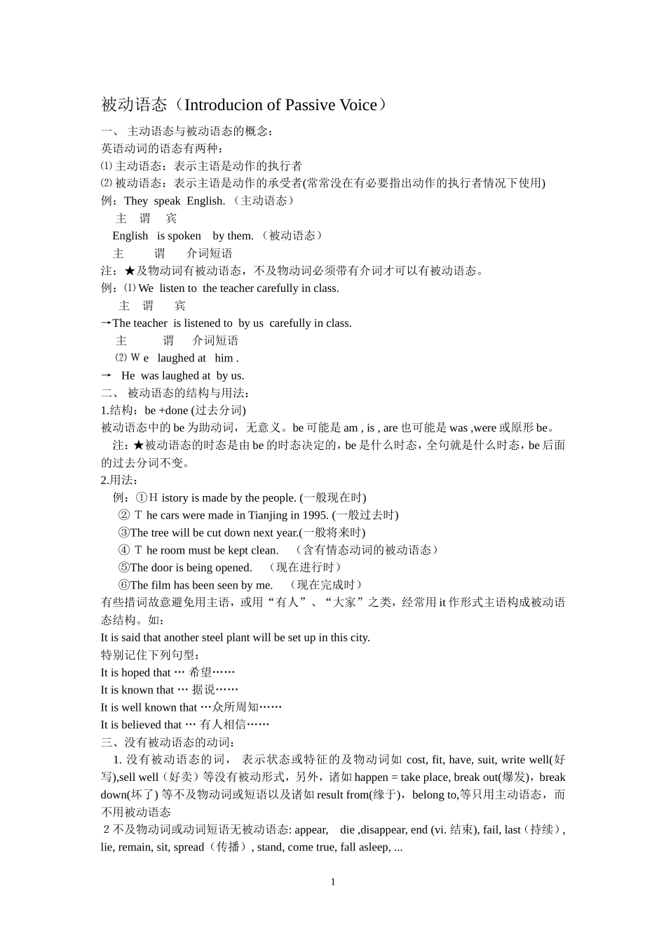 初中英语被动专练_第1页