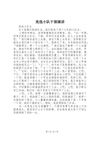 竞选小队干部演讲稿