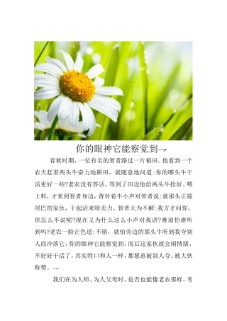 你的眼神它能察觉到
