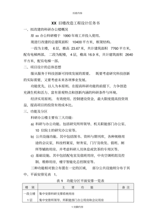 旧楼改造工程设计任务书