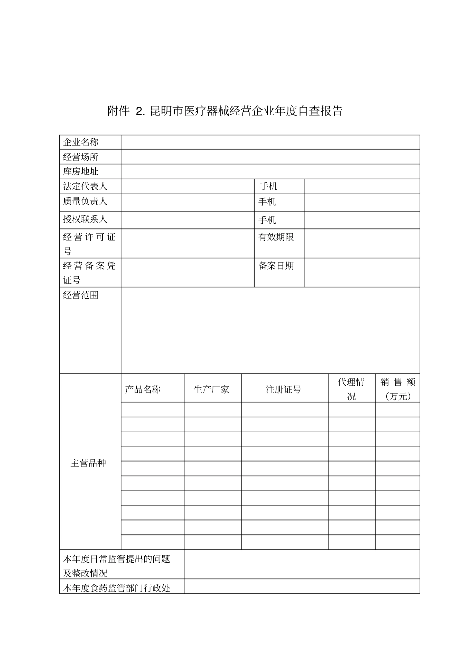 昆明医疗器械经营企业日常监督检查表_第3页
