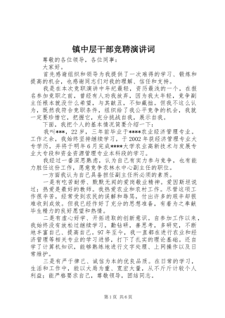 镇中层干部竞聘演讲稿词 (3)