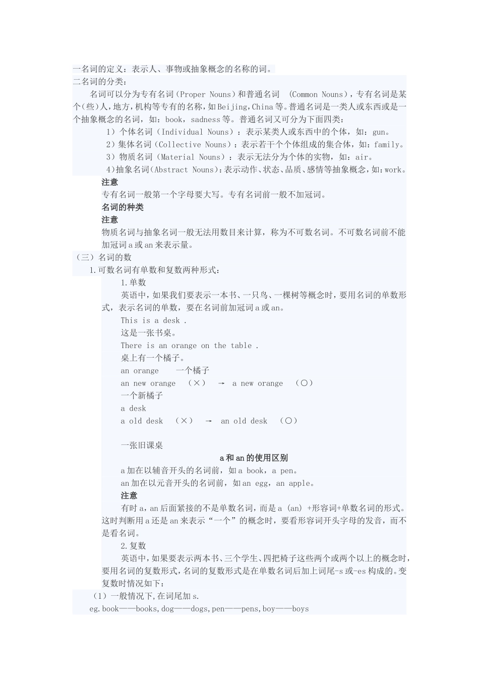 初中英语语法汇总——名词_第1页