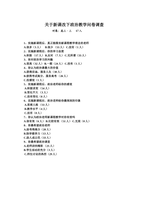 关于新课改下政治教学调查 (2)