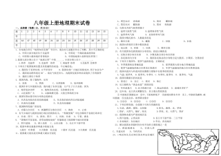 2013八年级上册地理期末试卷