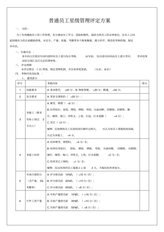 星级员工管理评定方案