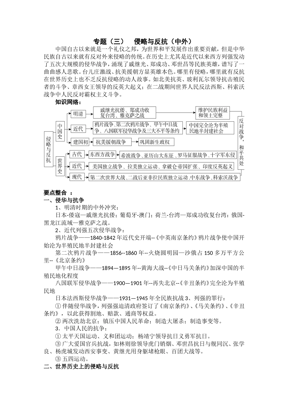 人教版中考历史专题系列(三)_侵略与反抗_第1页