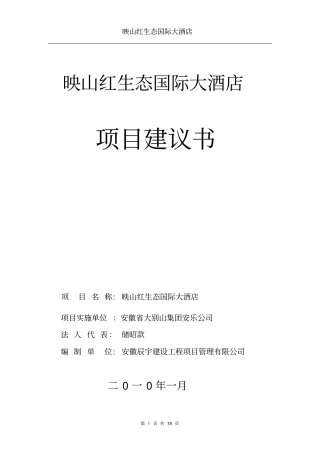 映山红生态国际大酒店项目建议书分析