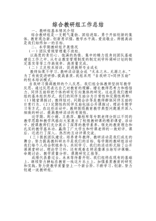 综合组工作总结
