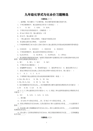 九年级化学式与化合价习题精选