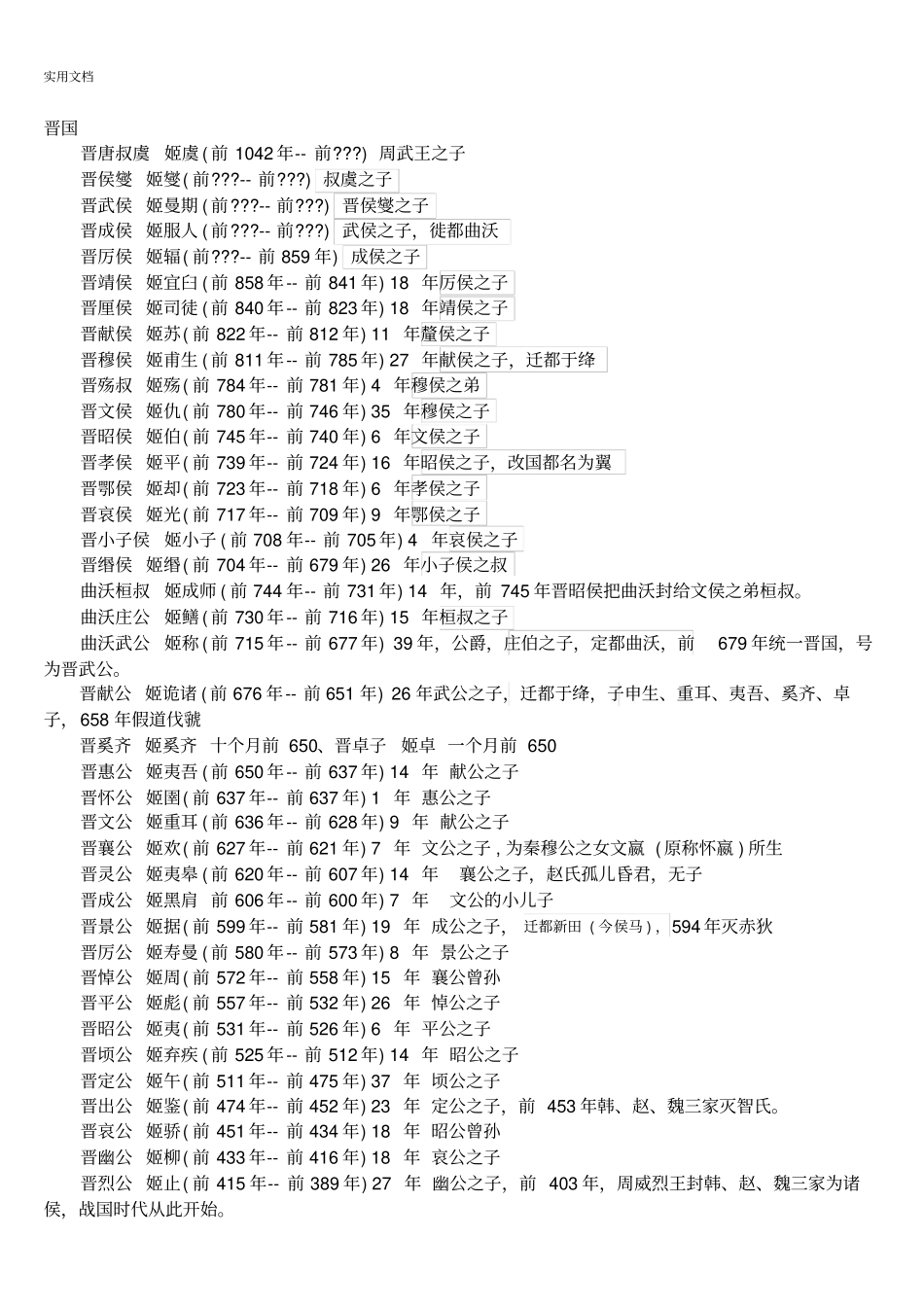 春秋战国各主要诸侯国历代国君_第3页