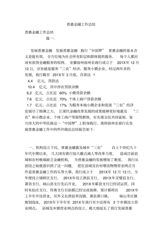 普惠金融工作总结
