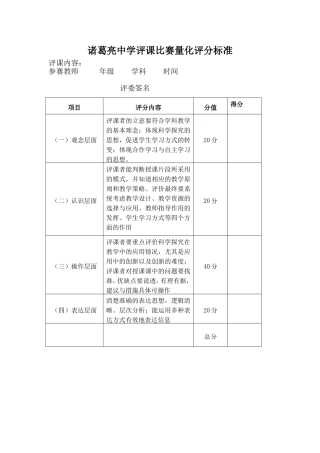 评课比赛评分标准