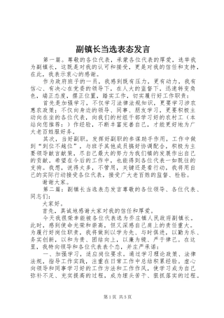 副镇长当选表态发言稿