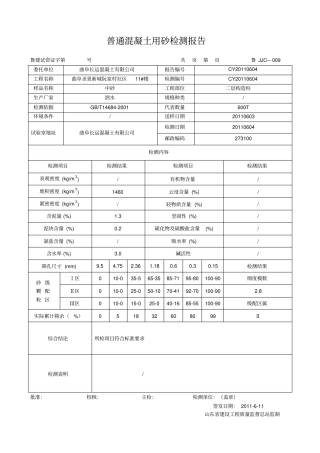 普通混凝土用砂检测报告