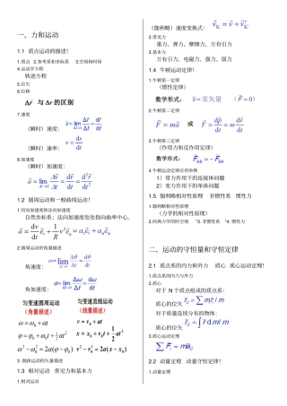 普通物理学第六版公式大全教材