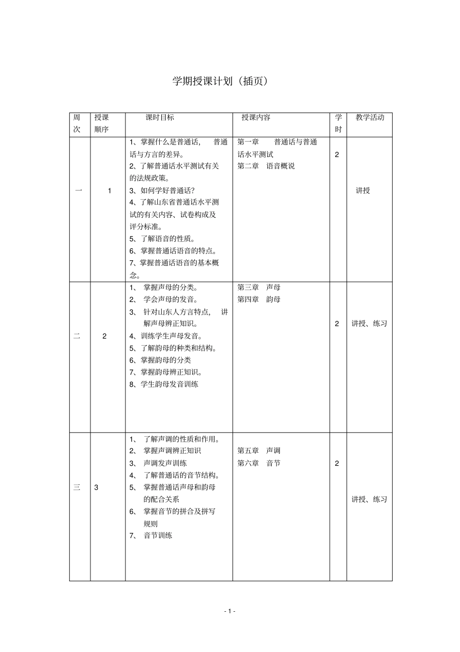 普通话授课计划_第2页