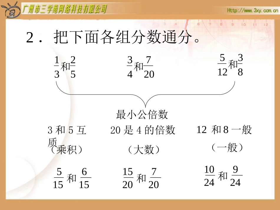 新人教版五年级下册数学异分母分数加减法PPT_第3页