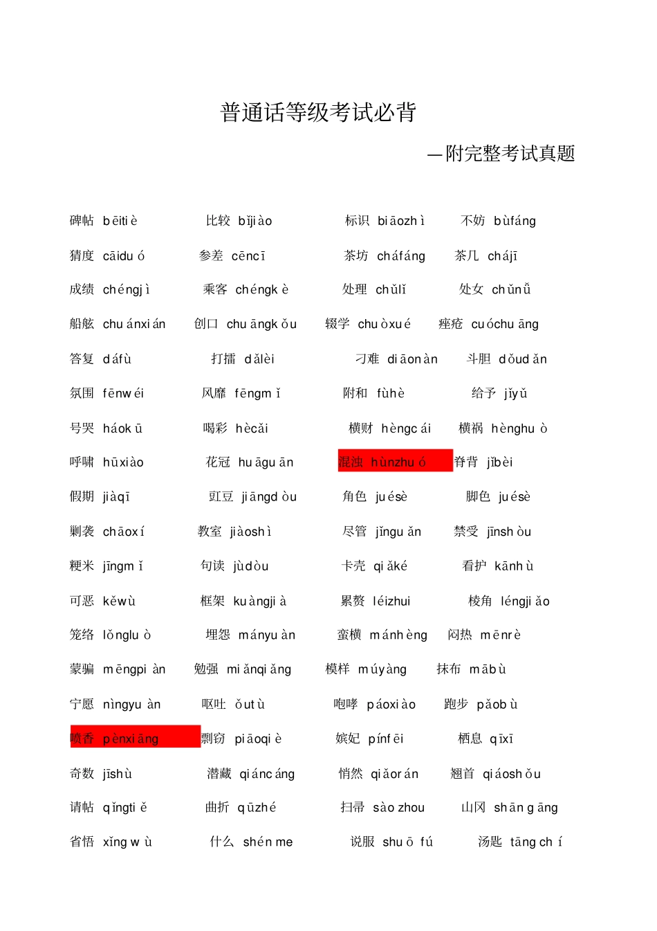 普通话等级考试必背资料_第1页