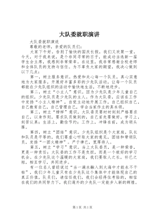 大队委就职演讲稿 (2)