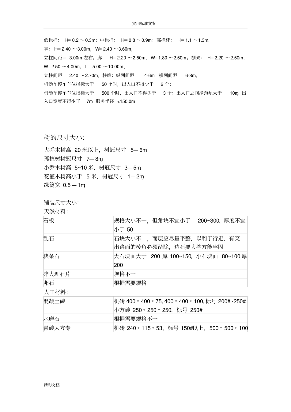 景观设计必备尺寸的知识_第2页
