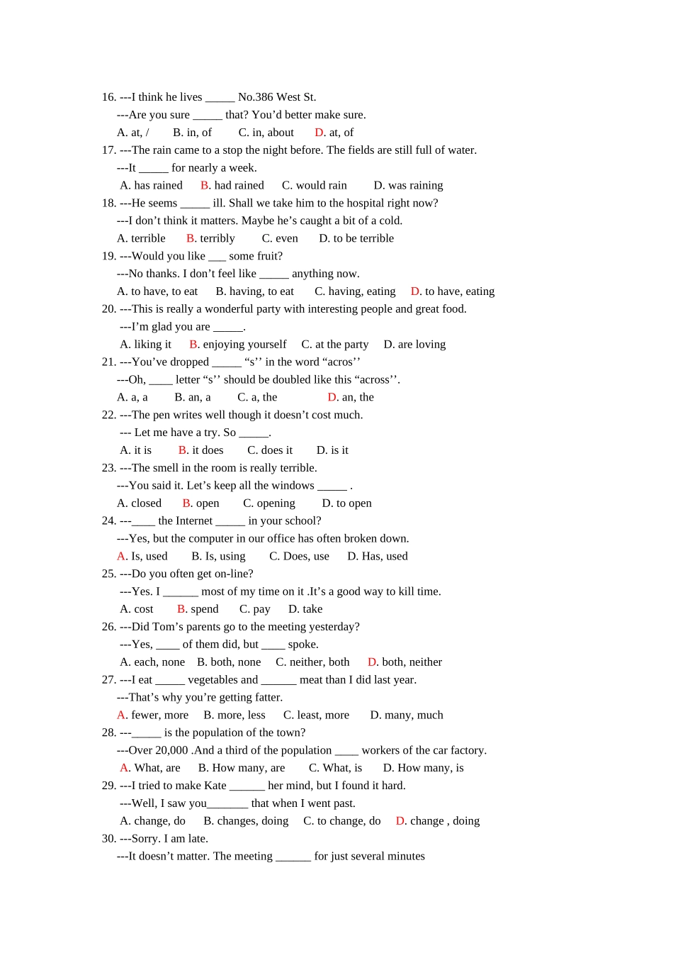 中考英语复习：单项选择题及答案1_第2页