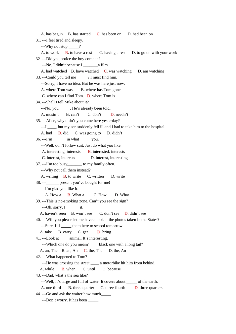 中考英语复习：单项选择题及答案1_第3页