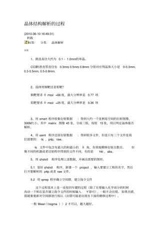 晶体结构解析的过程XP