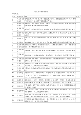 小学生学习情况调查表