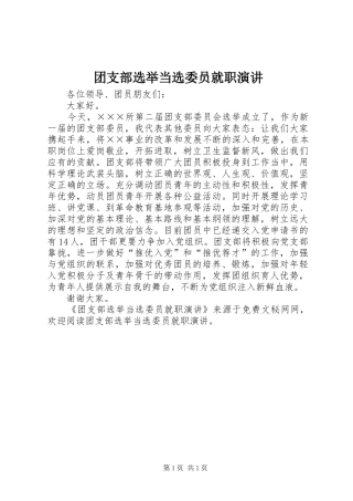 团支部选举当选委员就职演讲稿