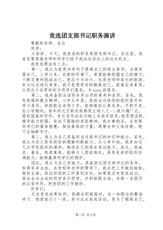 竞选团支部书记职务演讲稿 (2)