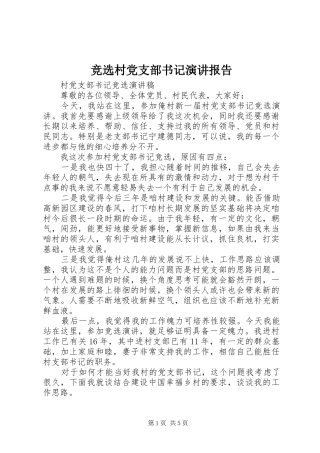 竞选村党支部书记演讲稿报告 (3)