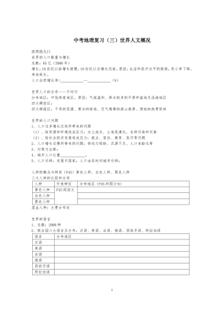 中考地里复习(三)世界人文概况
