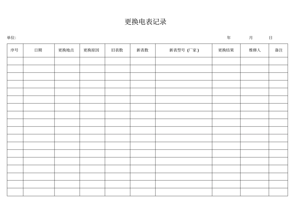 更换电表记录表格_第1页