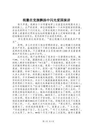 税徽在党旗飘扬中闪光爱国演讲稿 (2)